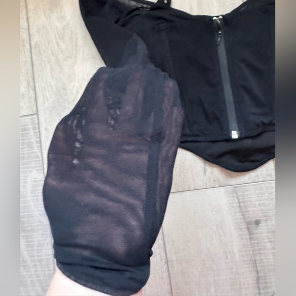 White Fox Boutique Black Corset Mesh Crop Top Whimsigoth Sexy Goth Size S - Picture 5 of 6